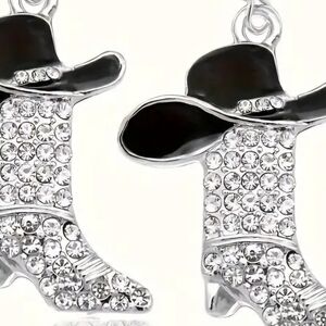 RHINESTONE COWGIRL CZ DANGLE SPARKLE UNIQUE DANGLE SILVER HYPERALLERGENIC  EARRI